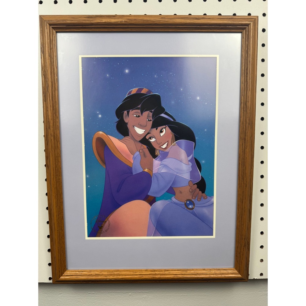 Vtg‎ 1993 Disney Store Aladdin Jasmine Exclusive Commemorative Lithograph Frame